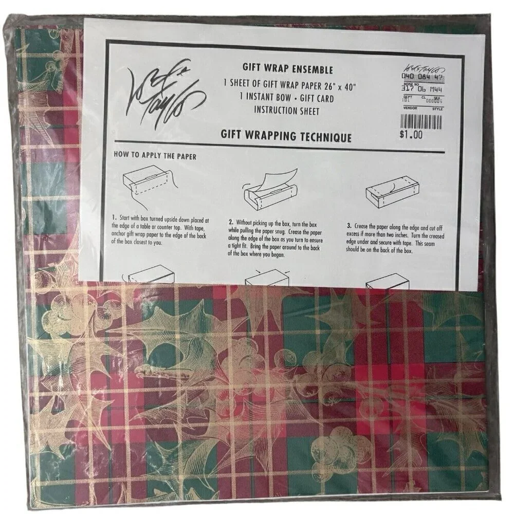 VTG 90s CHRISTMAS Happy Holidays Gift Wrap Ensemble Lord & Taylor NEW